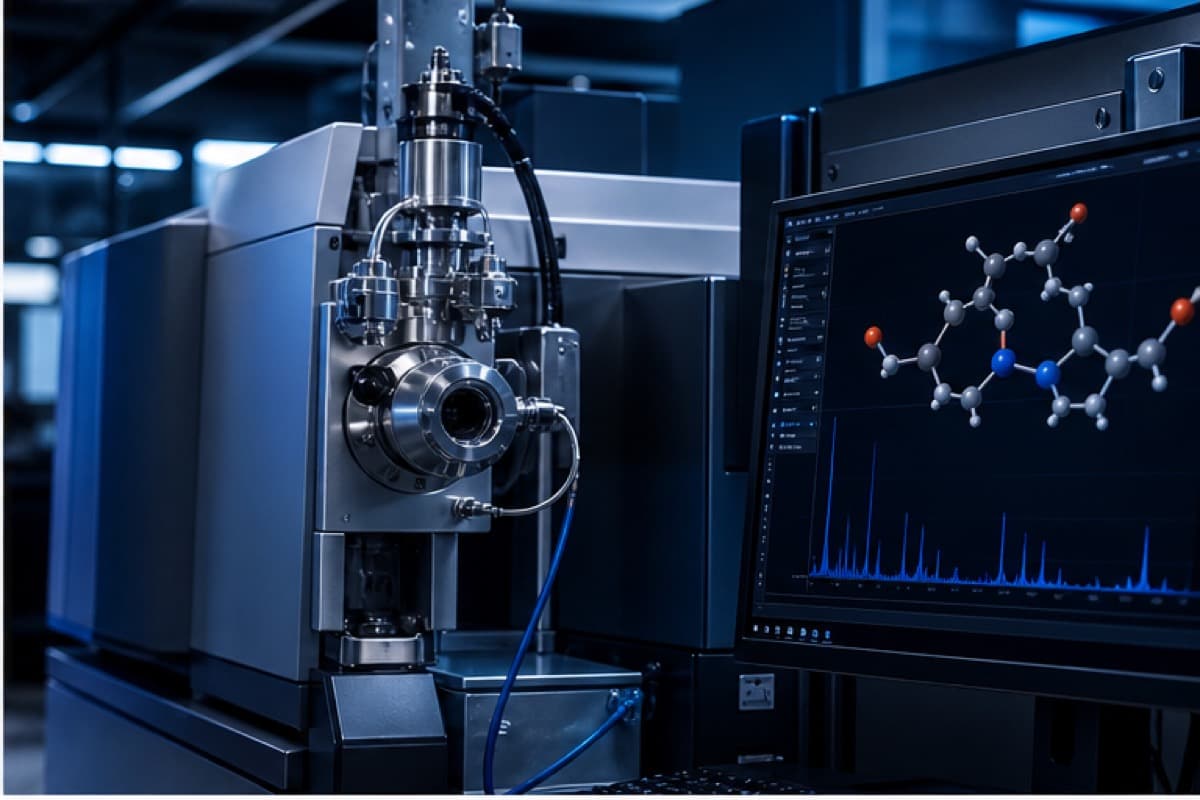 Laboratory scene illustrating HPLC vs. Mass Spectrometry: Different Questions, Complementary Evidence