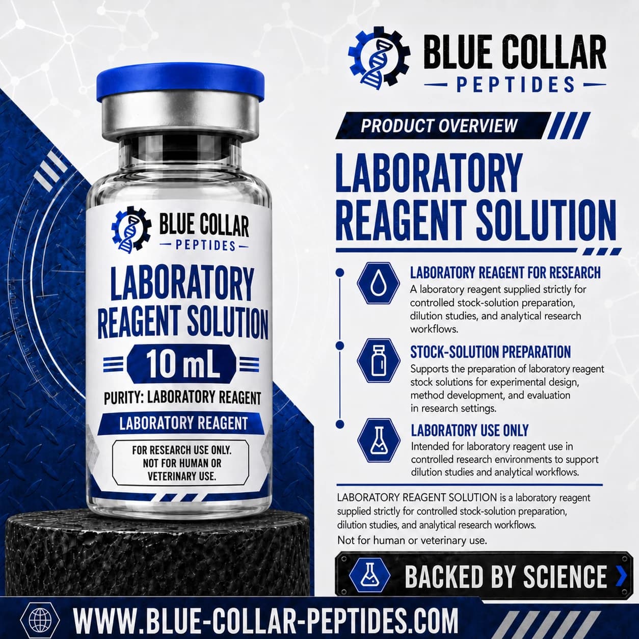 Laboratory Reagent Solution 10 mL front view