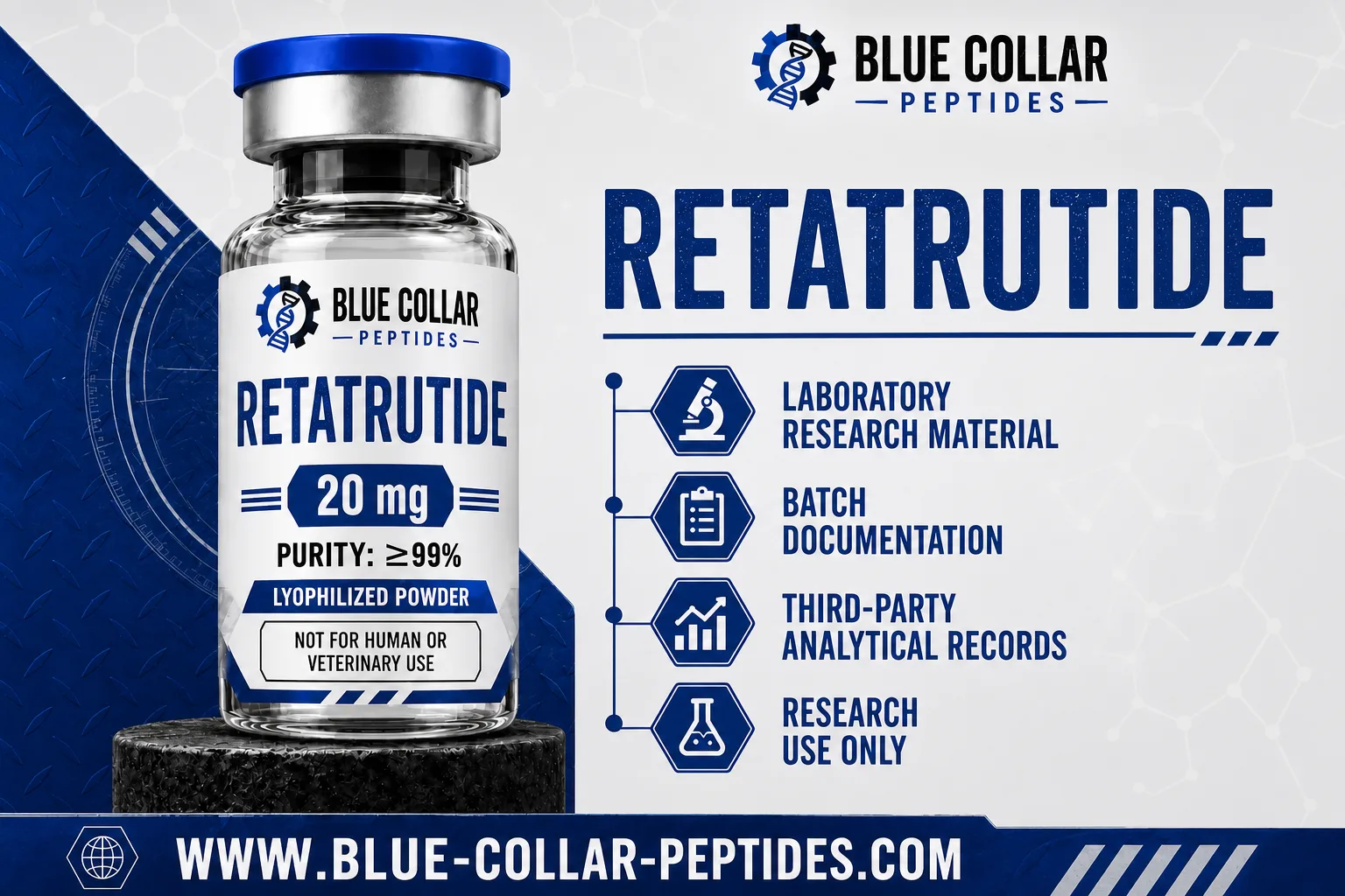 Retatrutide 20 mg Research Material & COA